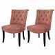 2pcs Upholstered Dining Chairs Button Back Seat Kitchen Living Room Furniture