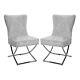 2pcs Upholstered Dining Chairs Living Room Accent Chair Button Back Cross Legs
