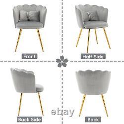 2pcs Velvet Dining Chairs Armchair Upholstered Accent Chair Gold Metal Legs DB