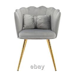 2pcs Velvet Dining Chairs Armchair Upholstered Accent Chair Gold Metal Legs DB