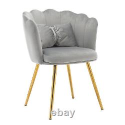 2pcs Velvet Dining Chairs Armchair Upholstered Accent Chair Gold Metal Legs DB