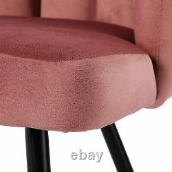 2x Armchair Velvet Upholstered Oyster Shell Occasional Tub Chair for Living Room