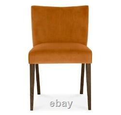 2x Bentley Designs Milan Low Back Orange Pumpkin Dark Oak Fabric Velvet Chair