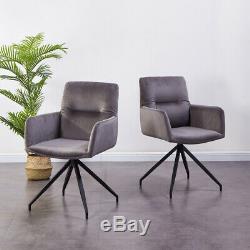 2x Black Dining Chairs Velvet Fabric Upholstered High Back Black Metal Legs Home