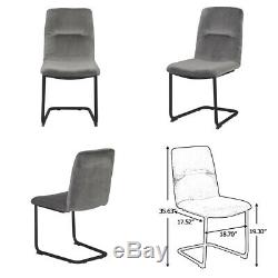 2x Black Dining Chairs Velvet Fabric Upholstered High Back Black Metal Legs Home