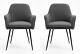 2x Dark Grey Fabric Chair With Armrest / Padded Seat / Metal Leg / Office Home
