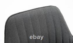 2x Dark Grey Fabric Chair with Armrest / Padded Seat / Metal Leg / Office Home