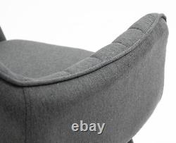 2x Dark Grey Fabric Chair with Armrest / Padded Seat / Metal Leg / Office Home