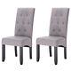 2x Dining Chairs Kitchen Side Chairs For Living Room Wood Legs Linen Light Grey