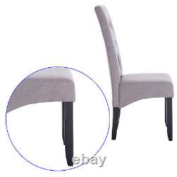 2x Dining Chairs Kitchen Side Chairs for Living Room Wood Legs Linen light grey