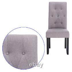 2x Dining Chairs Kitchen Side Chairs for Living Room Wood Legs Linen light grey
