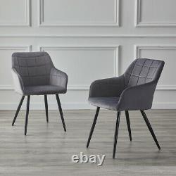 2x Dining Chairs Set Upholstered Lint Metal Legs Reception Accent Chair Armchair