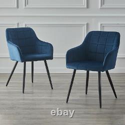2x Dining Chairs Set Upholstered Lint Metal Legs Reception Accent Chair Armchair