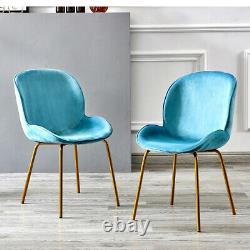 2x Dining Chairs Set Velvet Padded Seat Upholstered Metal Legs Chair Armchair