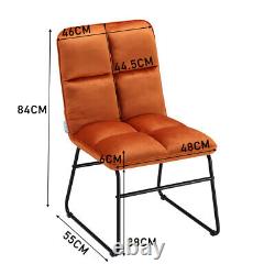 2x Dining Chairs Set Velvet Upholstered Folding Back Metal Legs Chair Armchair