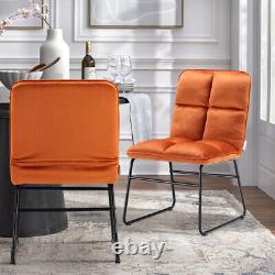 2x Dining Chairs Set Velvet Upholstered Folding Back Metal Legs Chair Armchair