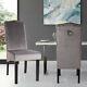 2x Dining Chairs Tufted Velvet/fabric Studded Chair Upholstered Accent Wood Legs