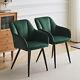 2x Dining Chairs Upholstered Velvet Metal Legs Reception Accent Chair Armchair