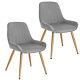 2x Dining Chairs Velvet Upholstered Seat Armchairs With Backrest Kitchen Metal Leg