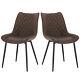 2x Dining Chairs With Linen Padded Seat Backrest Lounge Kitchen Living Room Chairs