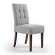2x Dining Room Chairs Padded Ergonomic Linen Seat With Solid Walnut Wooden Legs