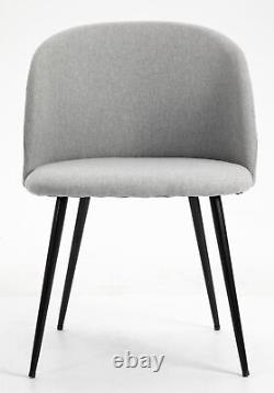 2x Fabric Dining Chair / Padded Seat / Metal Leg / Light Grey