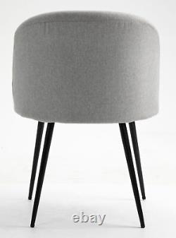 2x Fabric Dining Chair / Padded Seat / Metal Leg / Light Grey