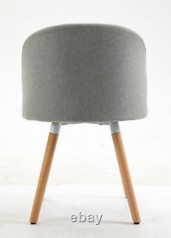 2x Fabric Dining Chair / Padded Seat / Wooden Leg / Light Grey