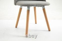 2x Fabric Dining Chair / Padded Seat / Wooden Leg / Light Grey