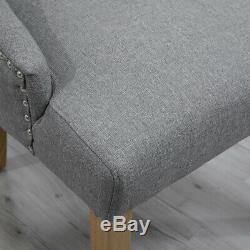2x Gray Curved Button Tufted Dining Chair Fabric Upholstered Scoop Lounge Chair
