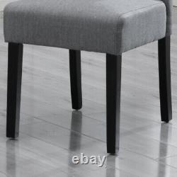 2x Grey Button Tufted High Back Dining Chairs Fabric Upholstered Room Kitchen
