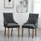 2x Grey Curved Button Tufted Dining Chairs Fabric Upholstered Accent Dining Room