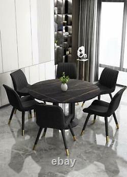 2x Jiso Premium Dining Chair Soft PU Leather Padded Seat with Black Gold Legs