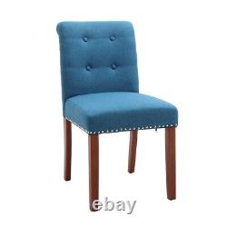 2x Linen Fabric Dining Chair Upholstered Accent Chair Buttoned Home Restaurant