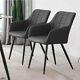 2x Pu Dining Chairs Set Faux Leather Upholstered Armrest Metal Legs Tub Armchair