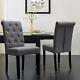 2x Solid Wood Tufted Linen Upholstered Dining Chairs High Back Dining Room Chair