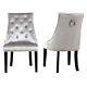 2x Stud Crushed Velvet Dining Chairs High Back Kitchen Dinner Seat Knocker Ring