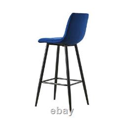 2x Upholstered Bar Stools High Chairs Padded Seat Back Footrest Rest Dining Home