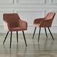 2x Upholstered Dining Chair Set Lint Fabric Armchair Sofa Metal Legs Tub Chair