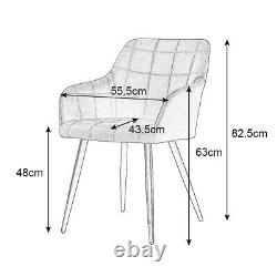 2x Upholstered Dining Chair Set Lint Fabric Armchair Sofa Metal Legs Tub Chair