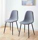 2x Upholstered Grey Fabric Dining Chair With Metal Legs / Kitchen Home Office