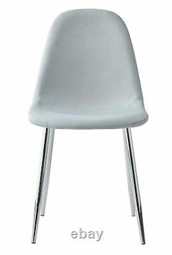 2x Upholstered Grey Fabric Dining Chair with Metal Legs / Kitchen Home Office