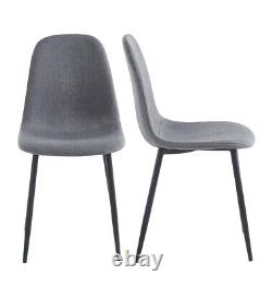 2x Upholstered Grey Fabric Dining Chair with Metal Legs / Kitchen Home Office