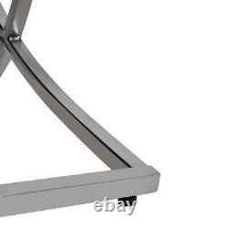 2x Velvet Upholstered Dining Chairs Steel X Shape Leg Tufted Button Side Kitchen