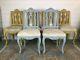 35% Off 6 Upholstered Dining Chairs, French Shabby Chic Style, Blue And Mustard
