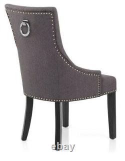 3 (three) Ascot Dining Chairs, Charcoal Grey Fabric