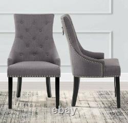 3 (three) Ascot Dining Chairs, Charcoal Grey Fabric