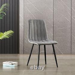 4PCS Velvet Dining Chairs Set Padded Seat Metal Legs Kitchen Dining Room Office