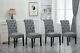 4pcs Dining Chairs Button High Back Wooden Frame Upholstered Fabric Grey Uk