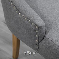 4Pcs Fabric Upholstered Curved Button Tufted Accent Lounge Dining Chair Grey UK